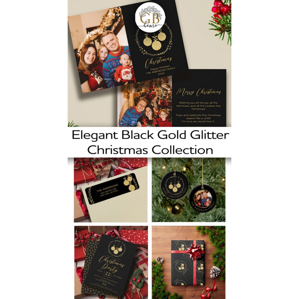 Elegant Black Gold Glitter Christmas Suite