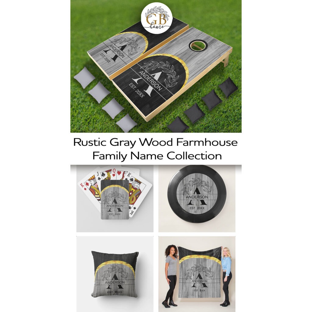 Rustic Gray Wood Farmhouse Family Name Collection