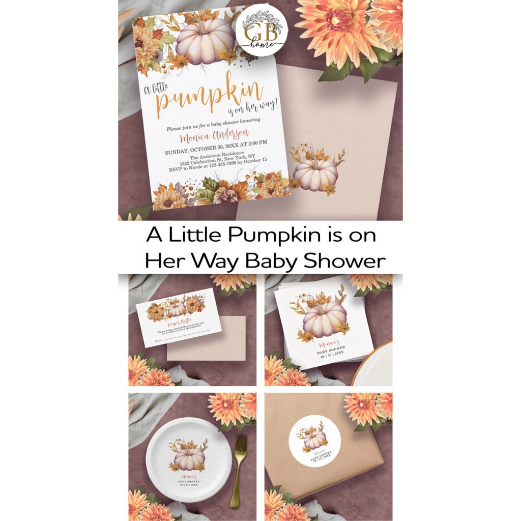 A Little Pumpkin Autumn Fall Floral Baby Shower Collection