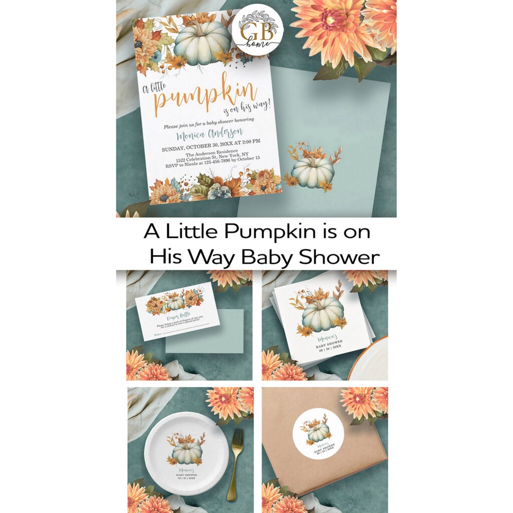 A Little Pumpkin Autumn Fall Floral Baby Shower Collection