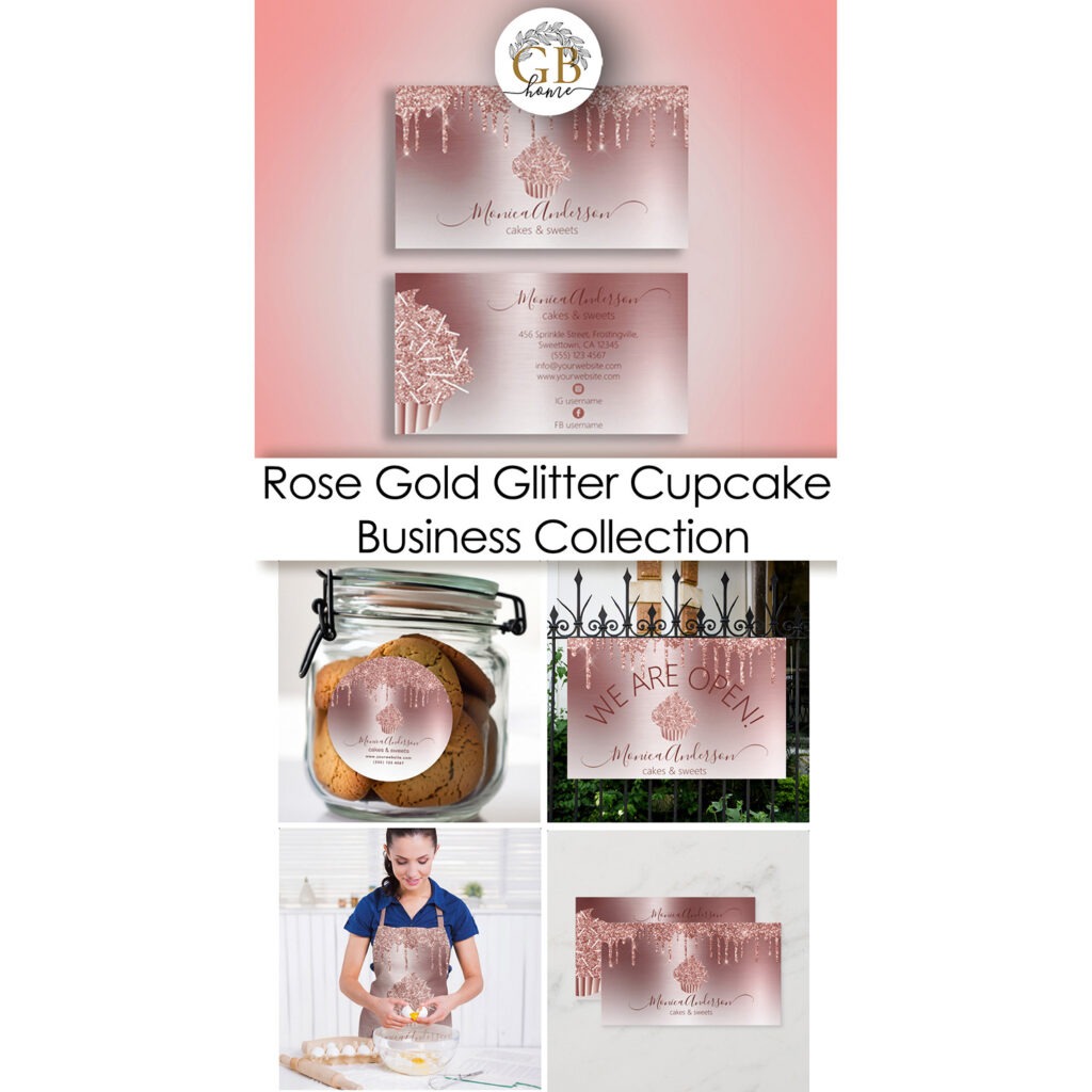 Rose Gold Glitter Cupcake Business Collection