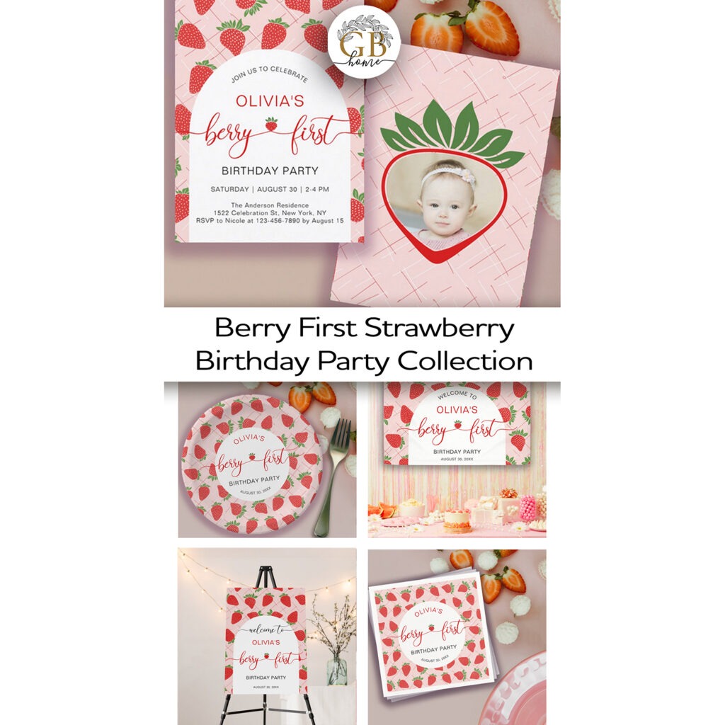 Berry First Strawberry 1st Birthday Party Collection